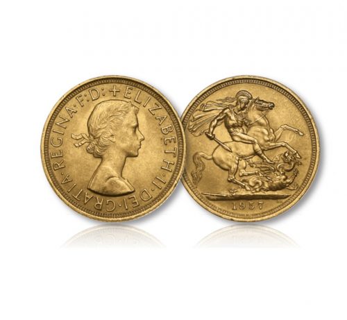 Image of the Queen Elizabeth II Gold Sovereign of 1957