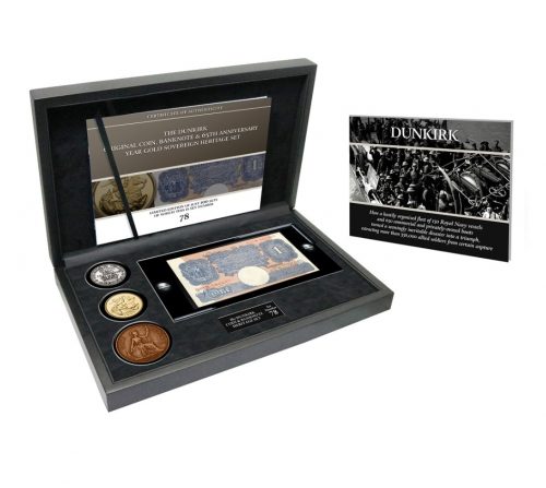 THe Dunkirk Original Coin, Banknote and 65th Anniversary Year Gold Sovereign Heritage