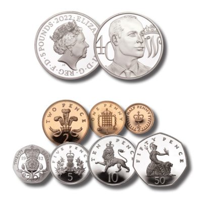 The Prince William 40th Birthday 2022 Five Pound Silver Proof Coin and 1982 Heritage Set