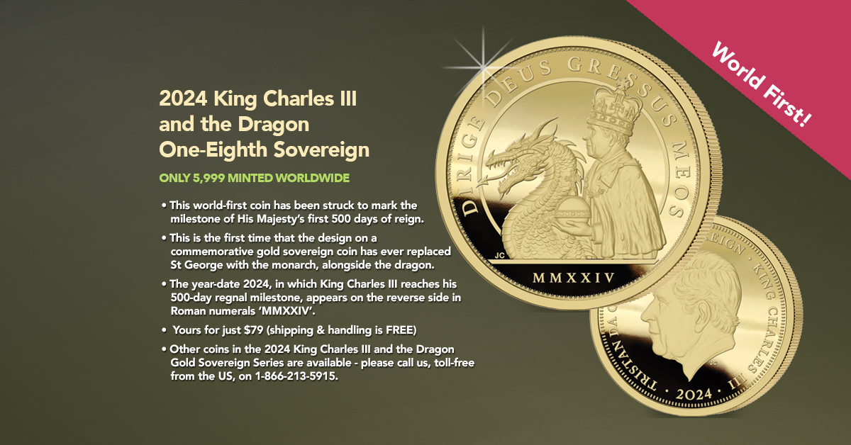 King Charles and the Dragon Gold 1/8 Sovereign