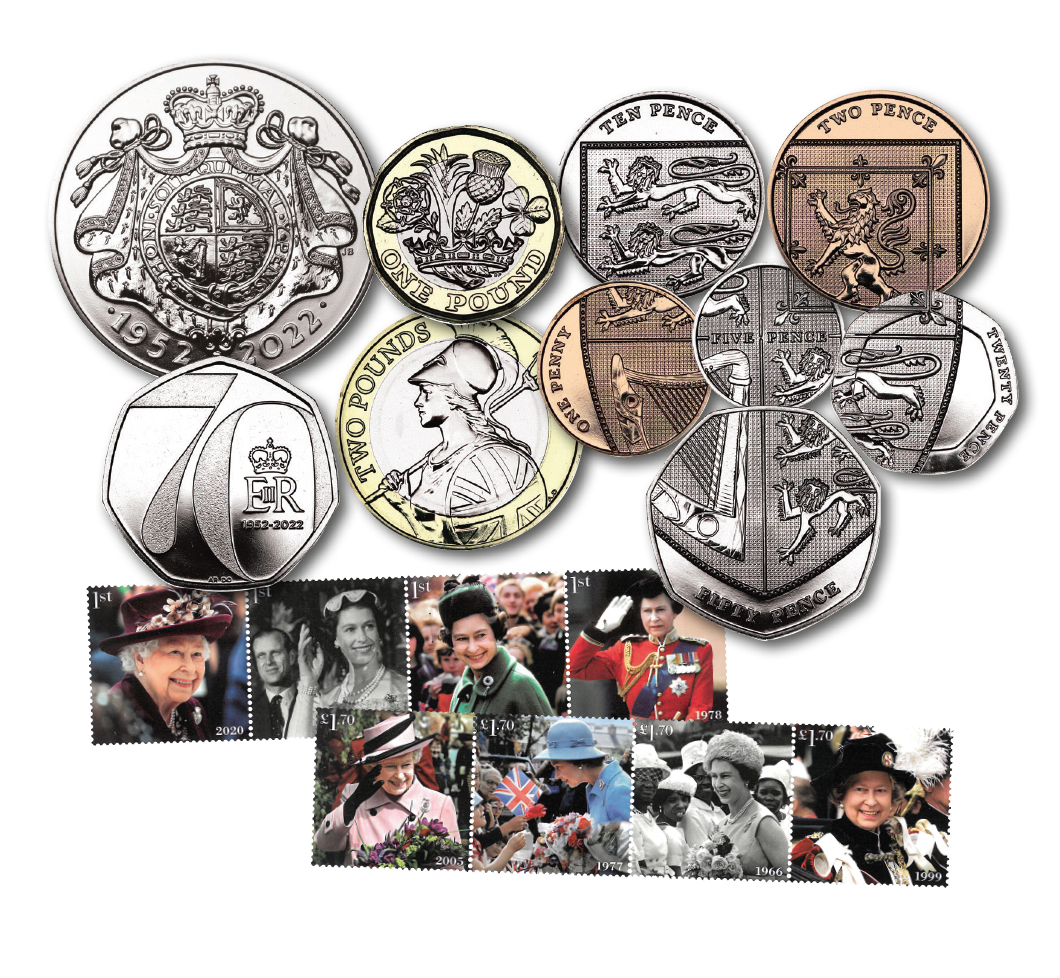 Queen Elizabeth II 2022 Platinum Jubilee Coin and Stamp Set