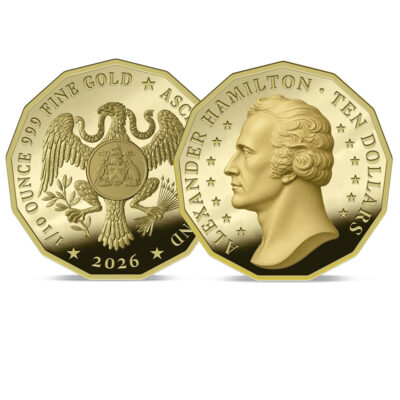 The 2026 13-Sided Alexander Hamilton 24kt Gold $10